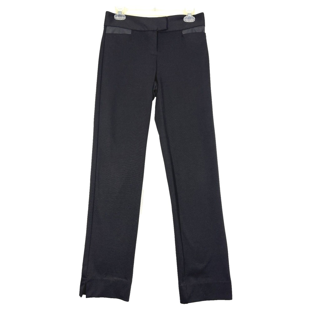 Catherine Malandrino Dress Pant 2 Black Stretch Satin Pocket Work Closet Staple
